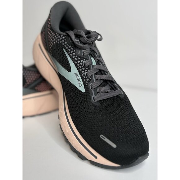 Brooks Ghost 14 Womens 7 B Black Pink Cushion Neutral Running Shoes 1203561B026 - Picture 2 of 16